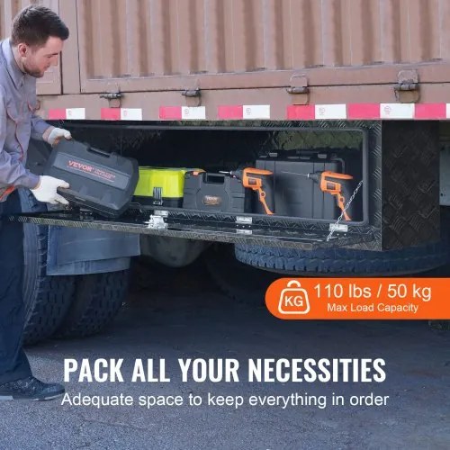 VEVOR Underbody Aluminum Truck Tool Box 60&quot; x 17&quot; x 18&quot; Trailer RV Tool Storage