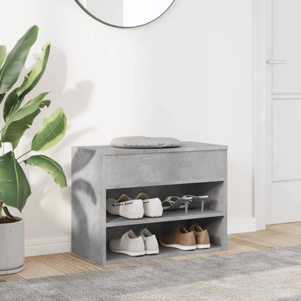 vidaXL Παπουτσοθήκη Γκρι Σκυροδέματος 60 x 30 x 45 εκ. από Επεξ. Ξύλο