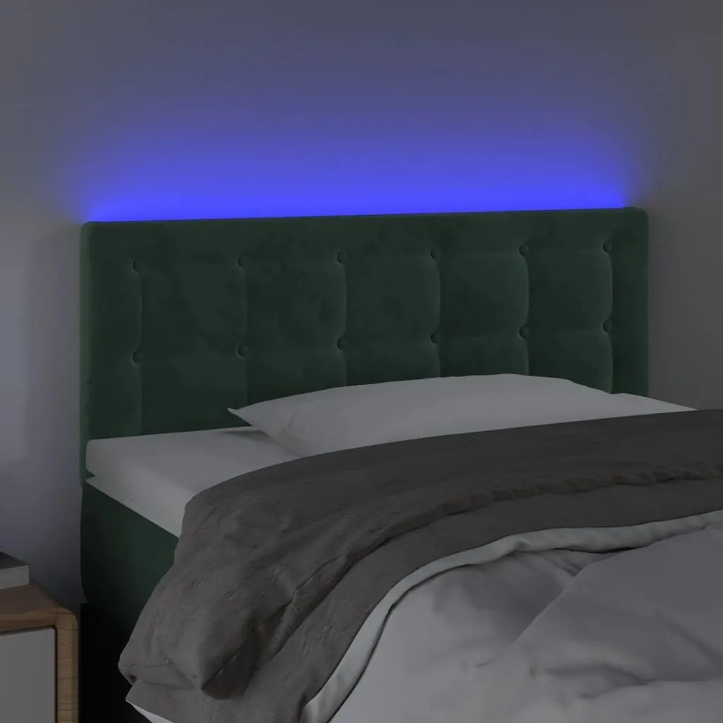 Κεφαλάρι Κρεβατιού LED Σκούρο Πράσινο 80x5x78/88 εκ. Βελούδινο - Πράσινο