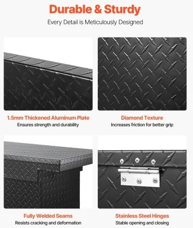 VEVOR Crossover Tool Box 72x20x14 In Heavy Duty Aluminum Toolbox for Truck Bed