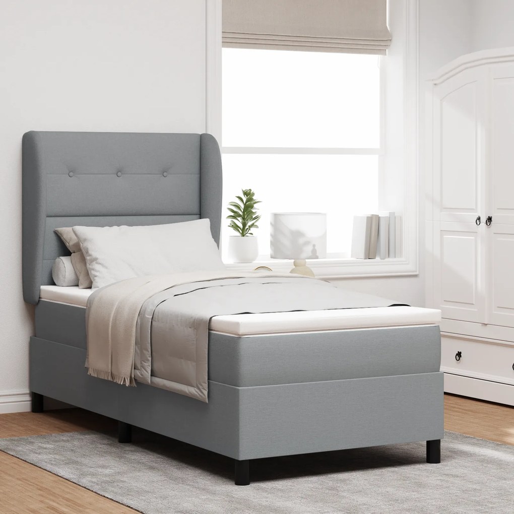 vidaXL Κρεβάτι Box Spring με Στρώμα Ανοιχτό Γκρι 80x200 εκ. Ύφασμα