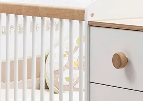 Βρεφική πολυμορφική κούνια NATURA BABY  with Telescopic Rail Λευκό + Φυσικό χρώμα  ΝΑ-1015  80x180εκ.  Cilek