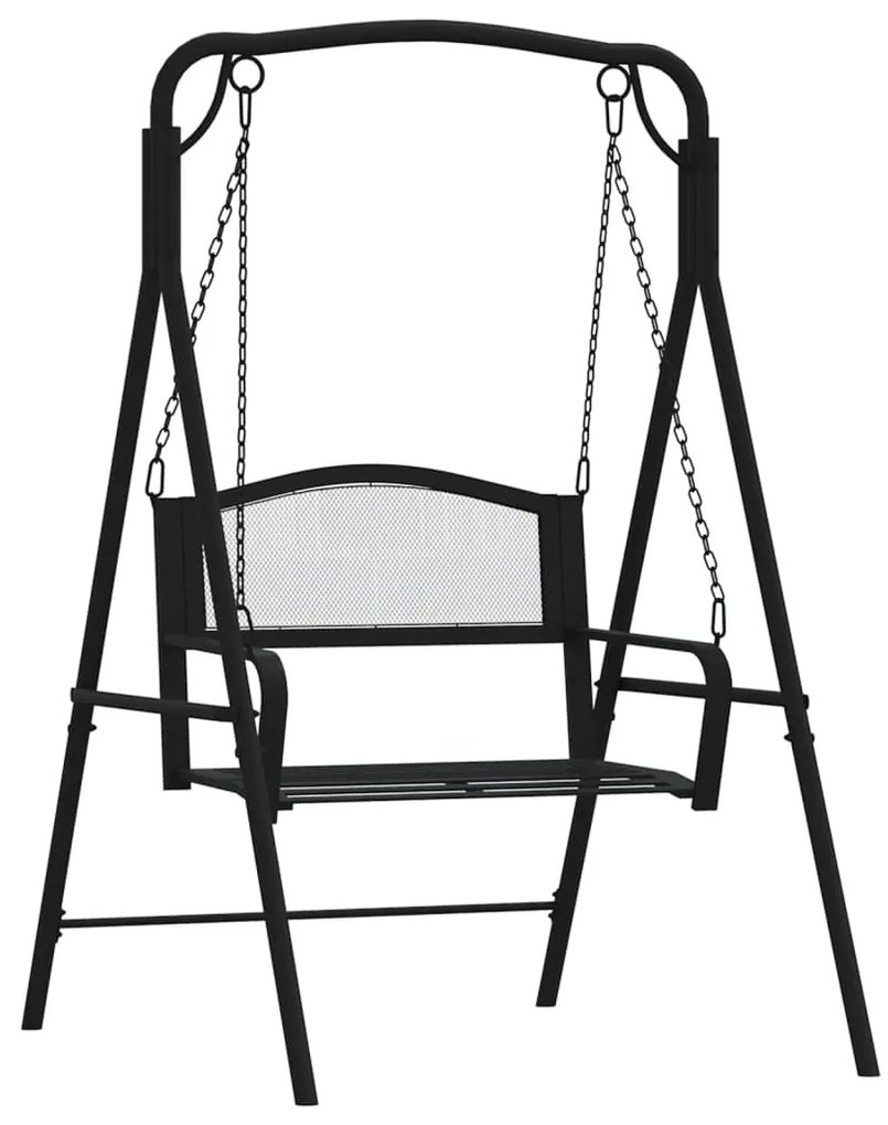 vidaXL Κουνιστό Παγκάκι Μαύρο 124 εκ. από Ατσάλι