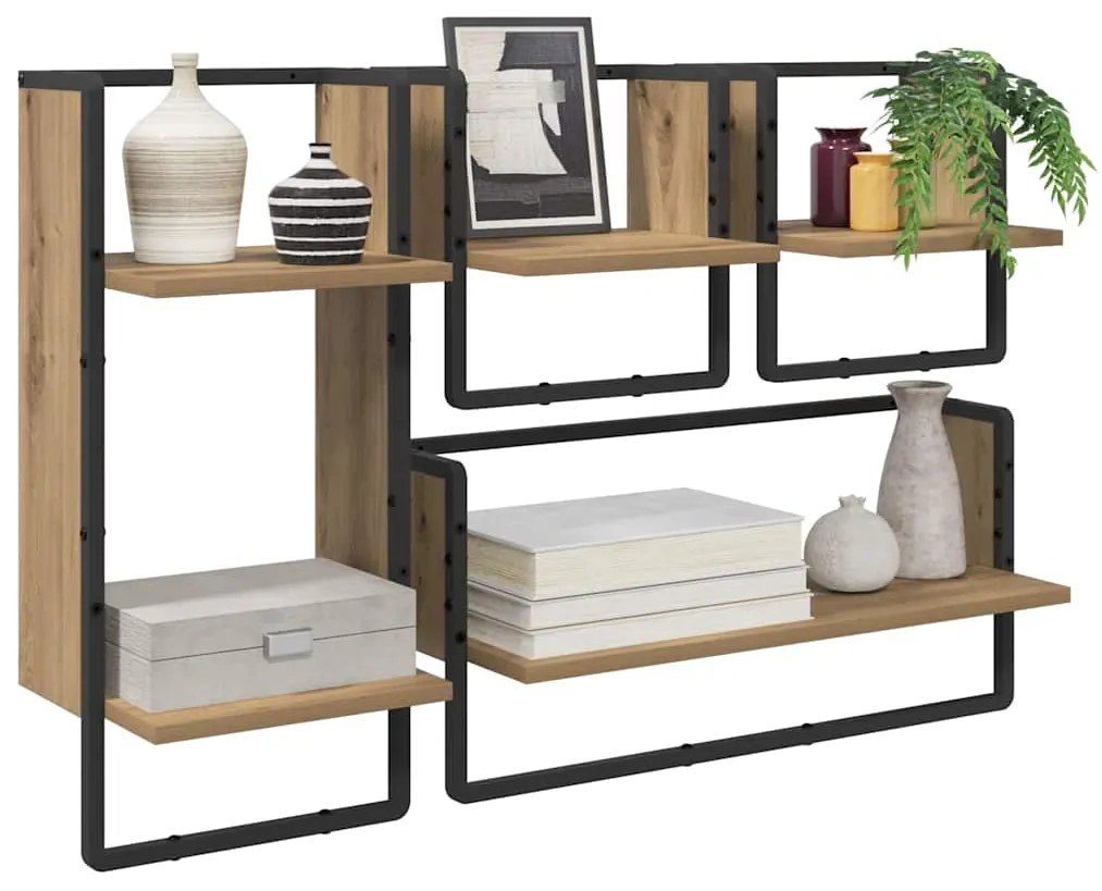 vidaXL Σετ ραφιών τοίχου με ράφι 4 pcs Artisan Oak 65 x 25 x 30 cm