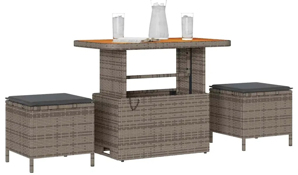 vidaXL Σέτ φαγητού για κήπο Γκρι συνθετικό ρατάν