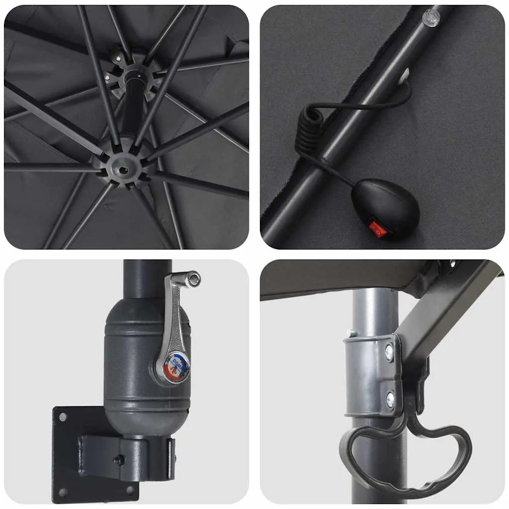 vidaXL Ομπρέλα Κήπου Ανθρακί 248,5 x 247,5 x 160 εκ.