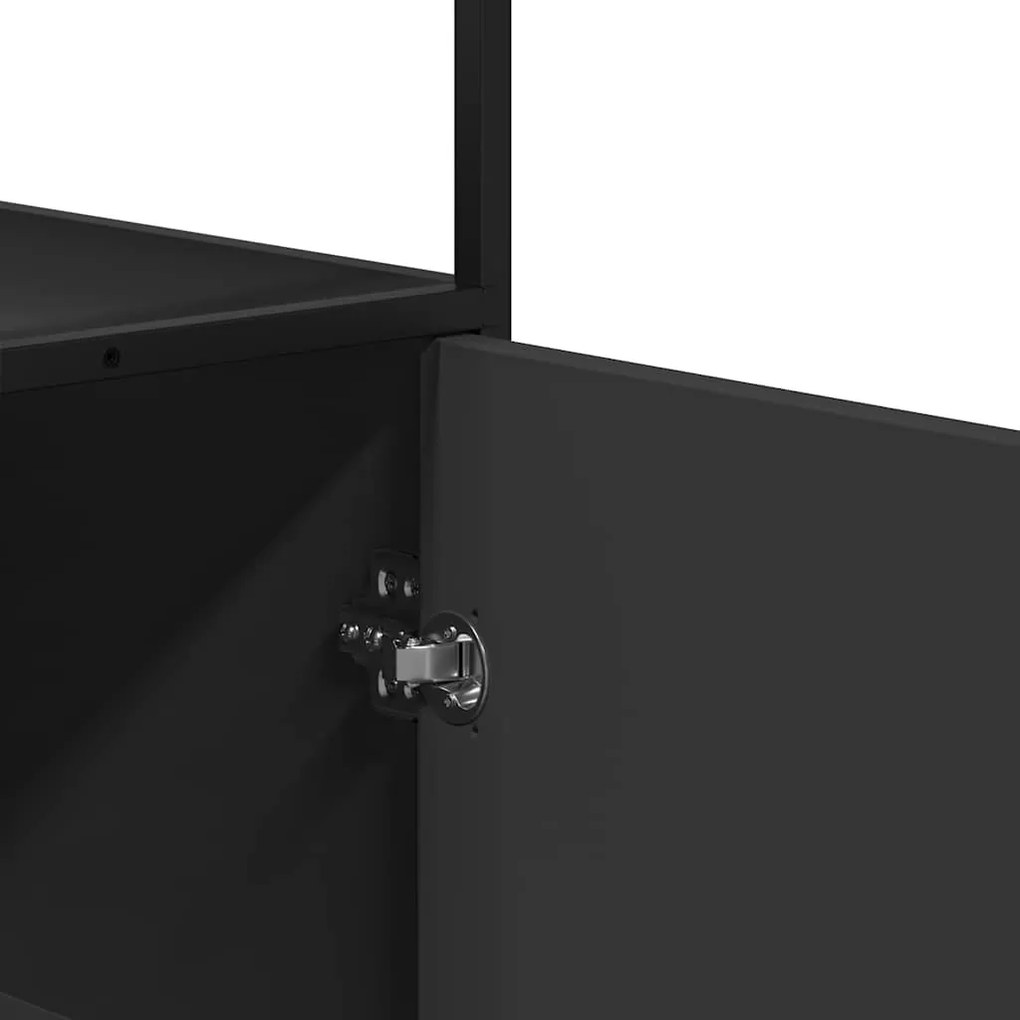 Highboard Μαύρο 35,5x35x139 cm Κατασκευασμένο ξύλο και μέταλλο - Μαύρο