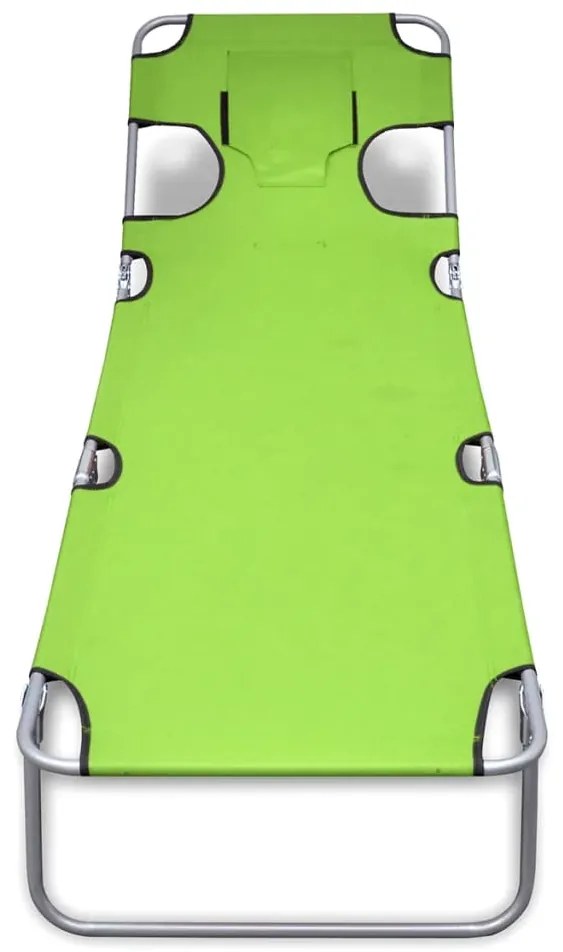 vidaXL Ξαπλώστρα Πτυσσόμενη Λαχανί Ατσάλινη με Ηλεκτρ. Βαφή &amp; Μαξιλάρι