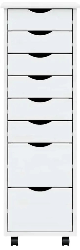 vidaXL Ντουλάπι Κυλιόμενο με Συρτάρια MOSS Λευκό από Μασίφ Ξύλο Πεύκου