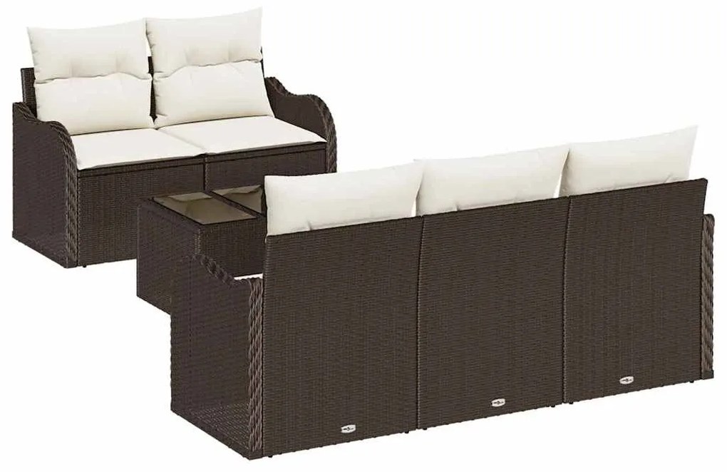 vidaXL Σετ Καναπέ Κήπου με μαξιλάρι 6 pcs Καφέ, Κρέμα 55 x 55 x 37 εκ