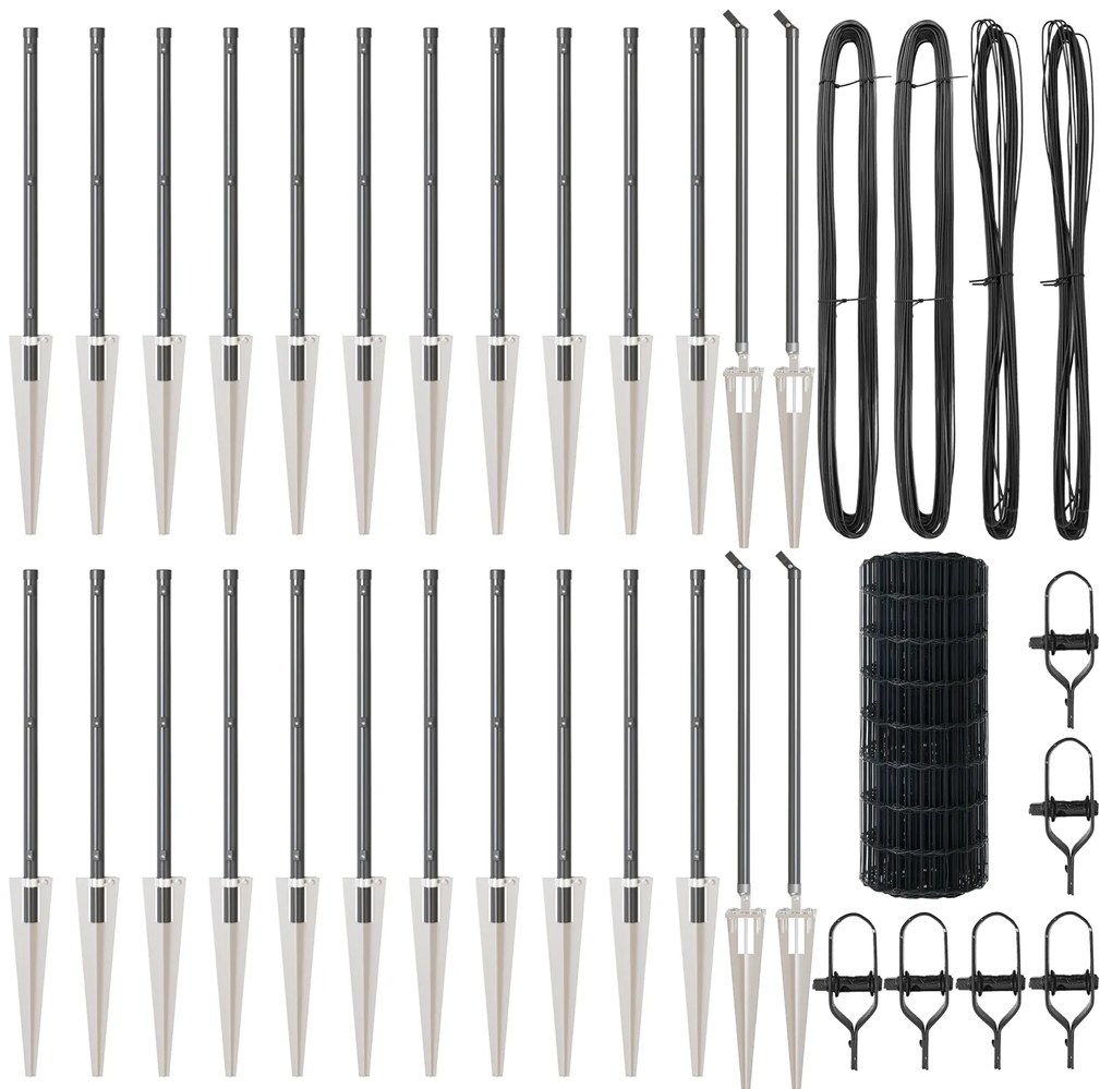 vidaXL Euro Fence με 13 στήλες φράχτη 0.4x50 μ. Γαλβανισμένο μέταλλο Γκρι