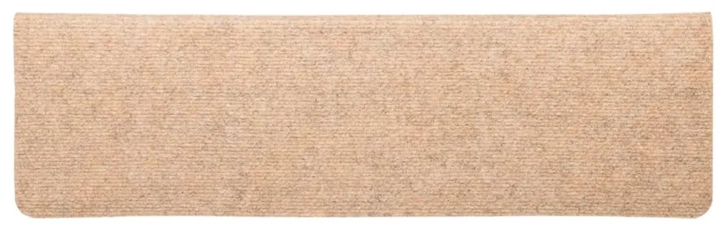 vidaXL Πατάκια Σκαλιών Αυτοκόλλητα 10 τεμ. 65x21x4 εκ. Κρεμ Ορθογώνια Άκρη
