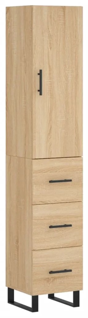 vidaXL Μπουφές Sonoma δρυς 34,5 x 34 x 180 εκ. από Επεξεργασμένο Ξύλο