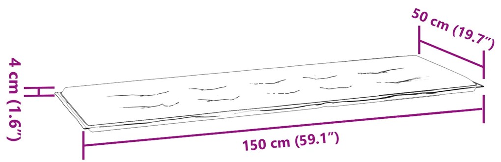 vidaXL Μαξιλάρι Πάγκου Κήπου  - Σχέδιο Φύλλου, 150x50x4 εκ, Φτιαγμένο από Ύφασμα Οξφόρδης