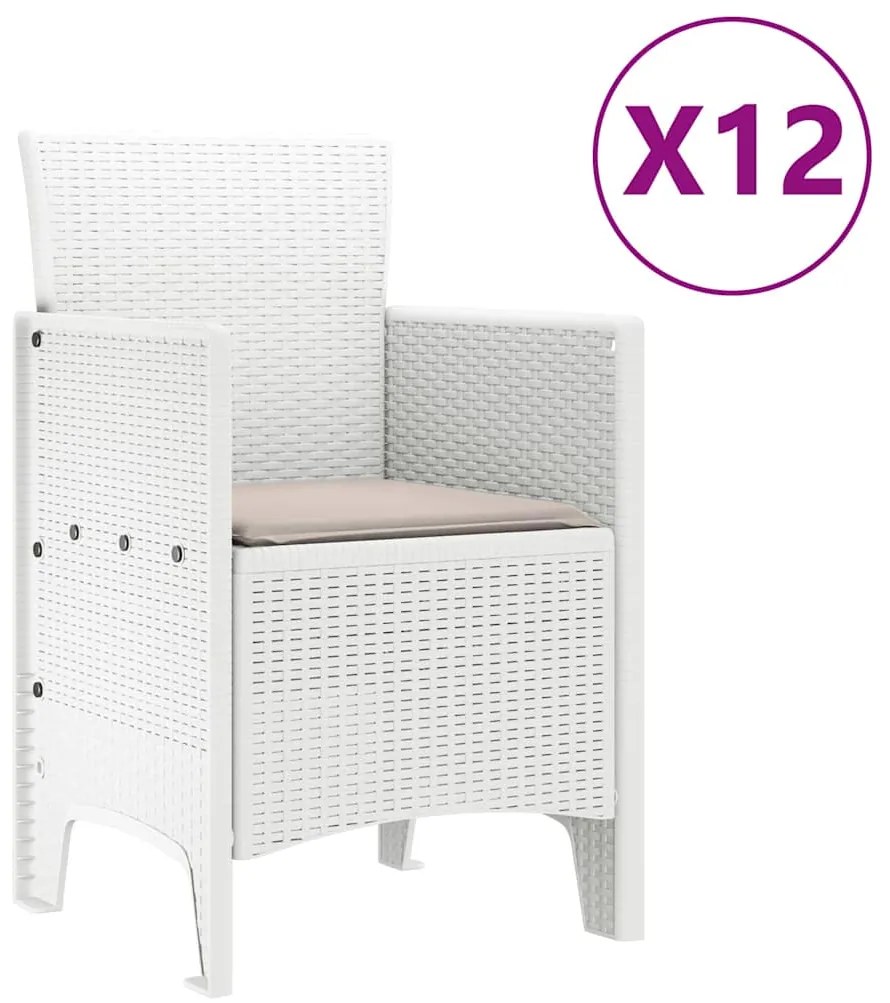 vidaXL Σέτ φαγητού για κήπο 13 pcs Λευκό Rattan Polt