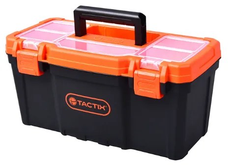 Tactix 320100 Εργαλειοθήκη Πλαστική, Με Ένα Αποσπώμενο Ράφι, Διάφανο Καπάκι &amp; Θήκες 50 ×26 ×24cm