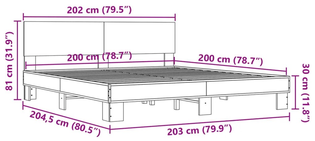 ΠΛΑΙΣΙΟ ΚΡΕΒΑΤΙΟΥ ΚΑΦΕ ΔΡΥΣ 200X200 ΕΚ. ΕΠΕΞ. ΞΥΛΟ &amp; ΜΕΤΑΛΛΟ 3280176