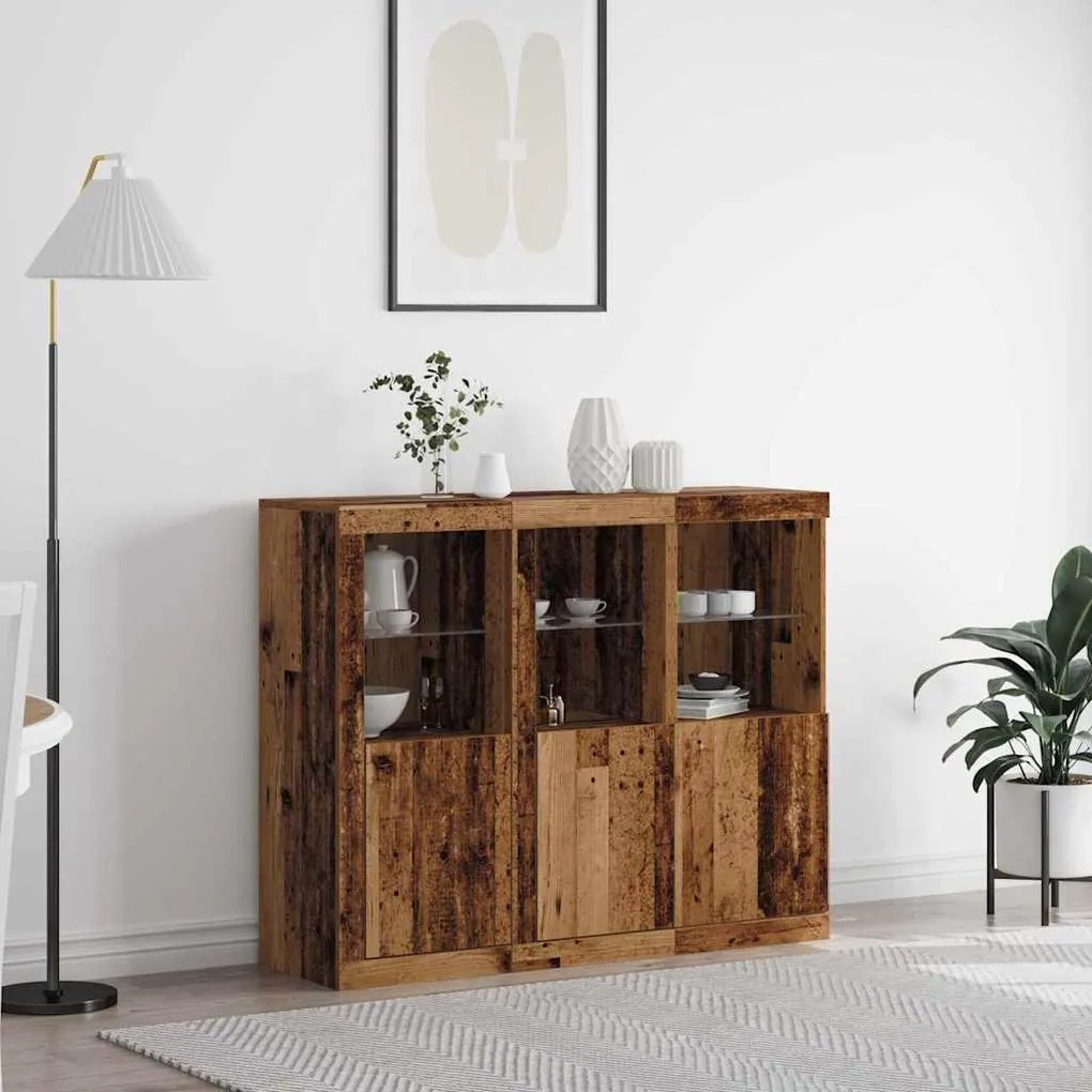vidaXL Πλαϊνό γραφείο 3 pcs Παλαιό ξύλο 123 x 37 x 100 εκ