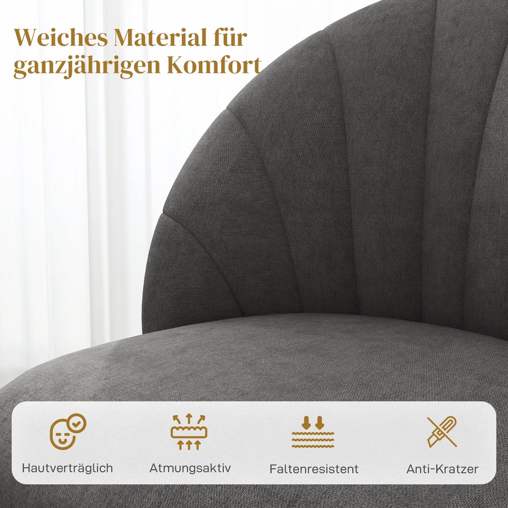 HOMCOM Σετ 4 καρεκλών τραπεζαρίας, καρέκλες κουζίνας με όψη βελούδου, ατσάλινα πόδια, χωρίς μπράτσα, Γκρι