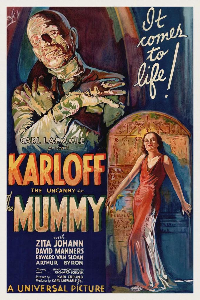 Εκτύπωση έργου τέχνης The Mummy (Vintage Cinema / Retro Movie Theatre Poster / Horror & Sci-Fi), (26.7 x 40 cm)