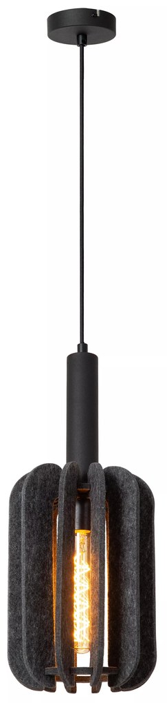 Φωτιστικό Κρεμαστό Lucide 45492-01-36 RAFAL Γκρι (Grey)|Μαύρο Ματ (Black Mat)