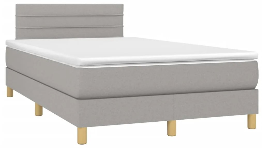 vidaXL Κρεβάτι Boxspring με Στρώμα Ανοιχτό Γκρι 120x190 εκ. Υφασμάτινο