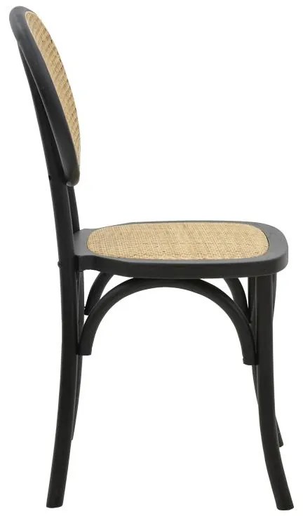 Καρέκλα Zoel μαύρο ξύλο οξιάς-φυσικό rattan 45x52x82εκ 45x52x82 εκ.