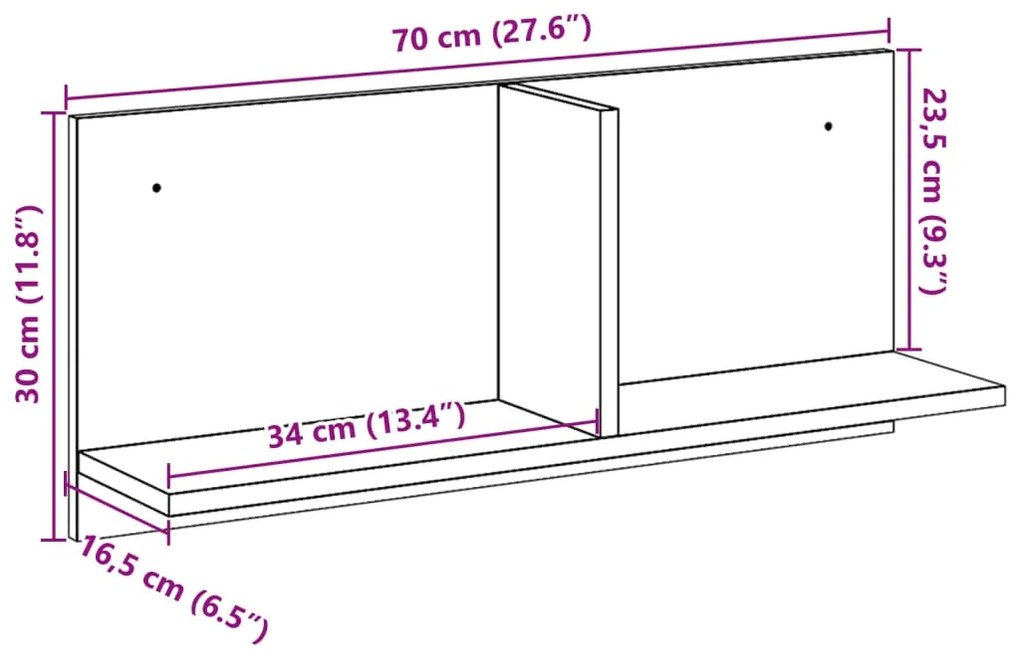 ΝΤΟΥΛΑΠΙ ΤΟΙΧΟΥ SONOMA ΔΡΥΣ 70X16,5X30 ΕΚ. ΕΠΕΞΕΡΓΑΣΜΕΝΟ ΞΥΛΟ 854852