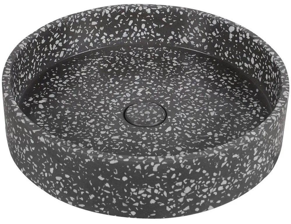 Νιπτήρας Επικαθήμενος Με Βαλβίδα Elpis CS-0003-E16 Φ42,5x10cm Volcano Karag Πέτρα, Άμμος