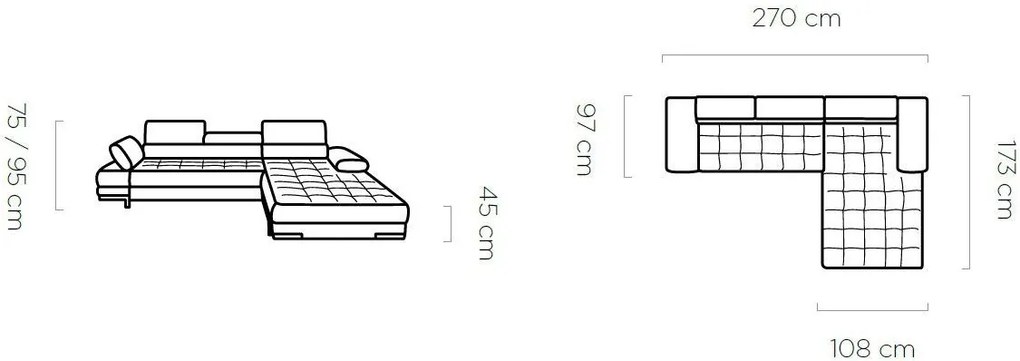 Γωνιακός καναπές Sapphire mini-Gkri-Αριστερή