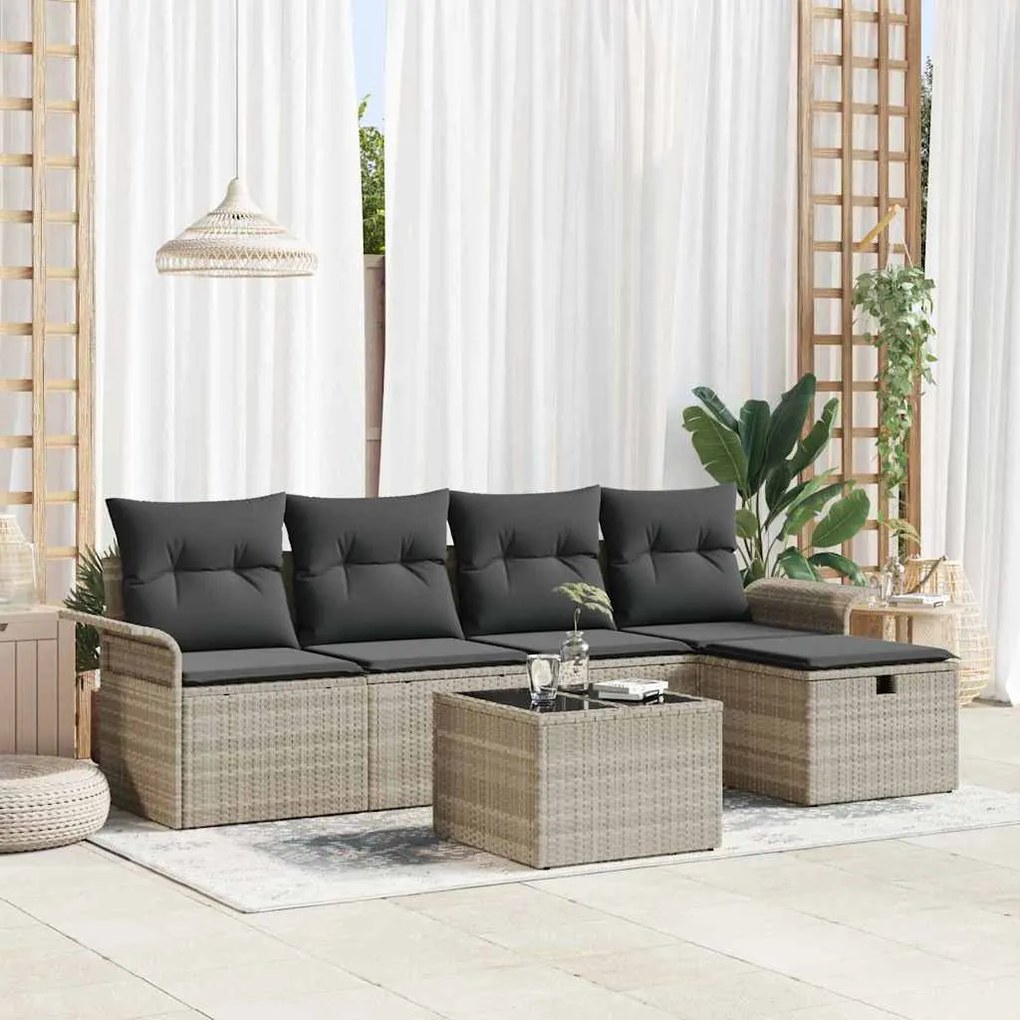 vidaXL Σετ Καναπέ Κήπου 6 pcs Ανοιχτό γκρι 251 x 117 x 85 εκ.