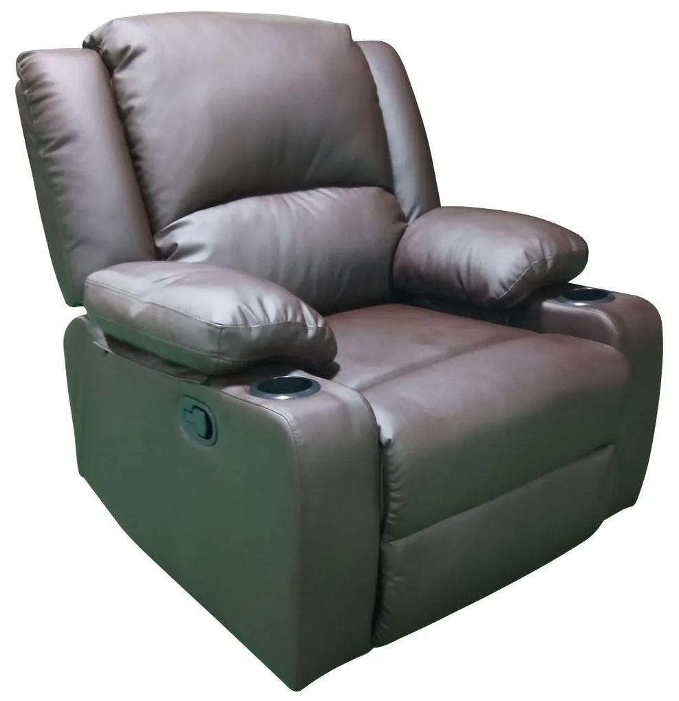 14340027 Πολυθρόνα Relax DAFODILL Καφέ PU 90x94x102cm Μέταλλο/PU/Ξύλο, 1 Τεμάχιο