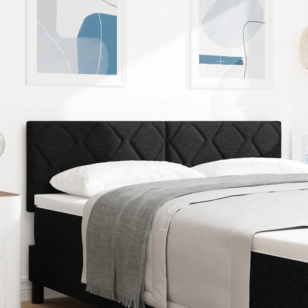 vidaXL LED Κεφαλάρι Σχέδιο Διαμαντιών Μαύρο 160 εκ Ύφασμα