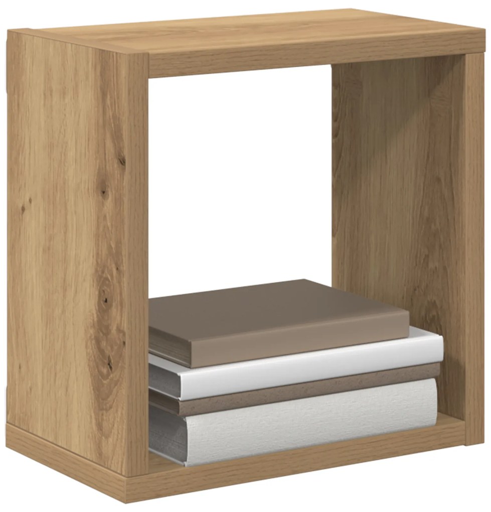 vidaXL Ράφια τοίχου Απλή βελανιδιά MDF με καπλαμά 26 x 15 x 26 εκ.