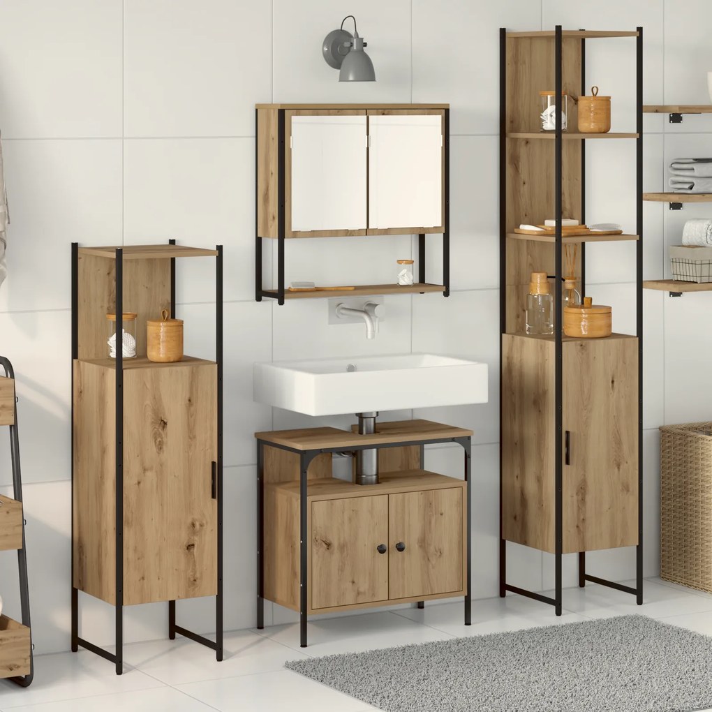 vidaXL Σετ 4 τεμαχίων επίπλων μπάνιου  σε Artisan Oak.