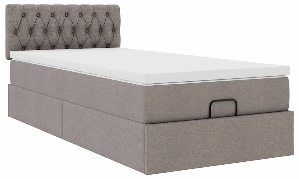 vidaXL Οθωμανικό κρεβάτι με στρώμα Taupe 90x190cm ύφασμα