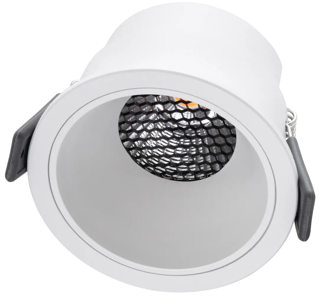 GloboStar® PLUTO-M 60255 Χωνευτό LED Spot Downlight TrimLess Φ8.4cm 10W 1250lm 38° AC 220-240V IP20 Φ8.4 x Υ5.9cm - Στρόγγυλο - Λευκό &amp; Anti-Glare HoneyComb - Θερμό Λευκό 2700K - Bridgelux COB - 5 Years Warranty