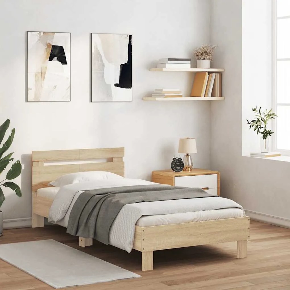 vidaXL Πλαίσιο Κρεβατιού με Κεφαλάρι Sonoma Δρυς 100x200εκ. Επεξ. Ξύλο