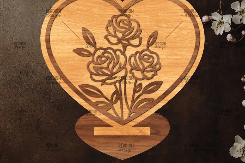 Σετ των 2 Intra απο ξύλο plywood 3mm-4mm πάχος – Βάση κοπής με λέιζερ καρδιάς Valentine Δίασταση  20x20 cm INTRAFABR-114392506