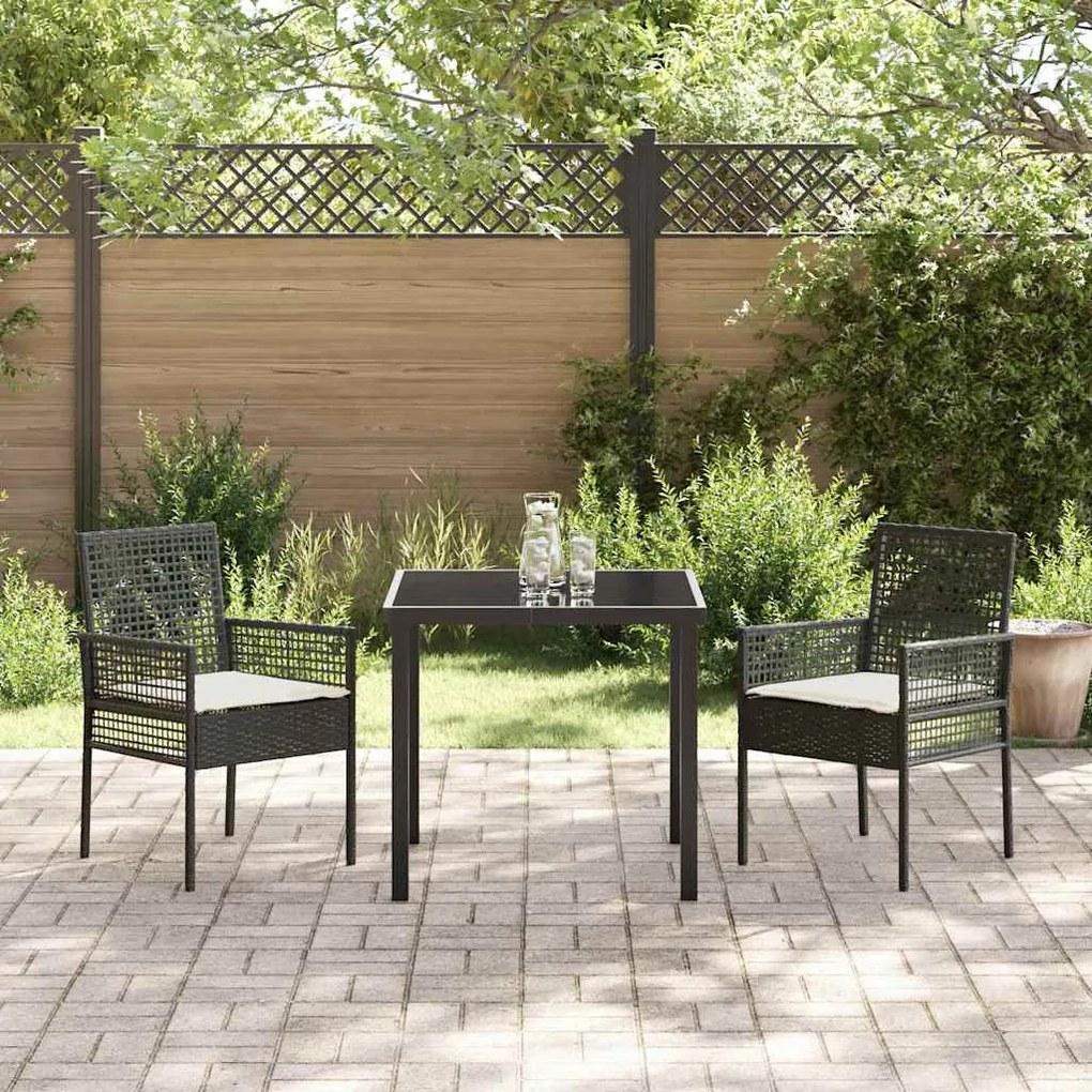 vidaXL Καρέκλα Κήπου 2 pcs Μαύρο 53 x 60 x 85εκ συνθετικό ρατάν