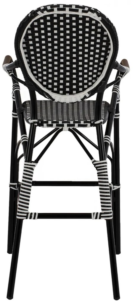 Σκαμπό Μπαρ C5794.02 Αλουμινίου Bamboo Look με Wicker Μαύρο - Λευκό 56x60x126 εκ. 56x60x126 εκ.