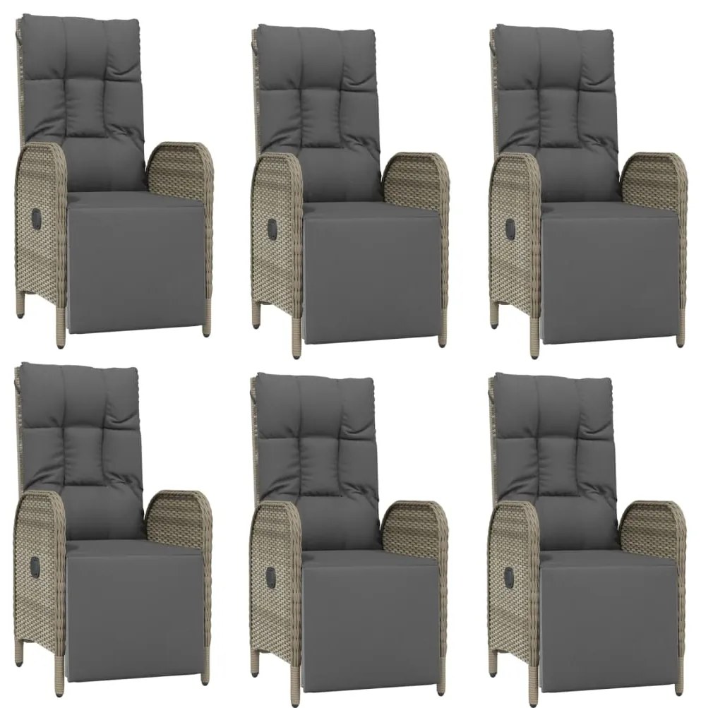 vidaXL Σετ Τραπεζαρίας Κήπου 7 τεμ. Γκρι Συνθ. Ρατάν με Μαξιλάρια