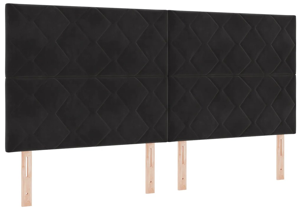vidaXL Κρεβάτι με Βάση και Στρώμα Μαύρο 200x200 εκ. Βελούδο