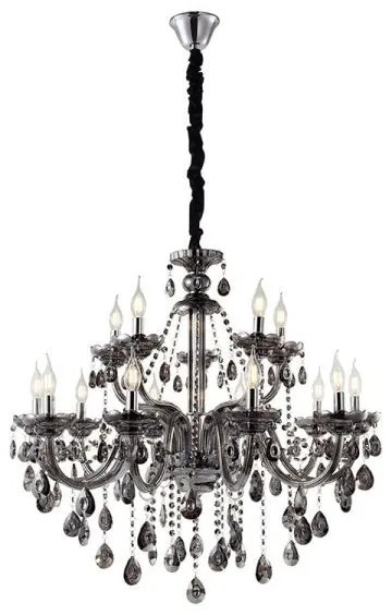 Artekko Chandelier Πολυέλαιος 15φωτος Ανθρακί Κρύσταλλο (90x90x90)cm