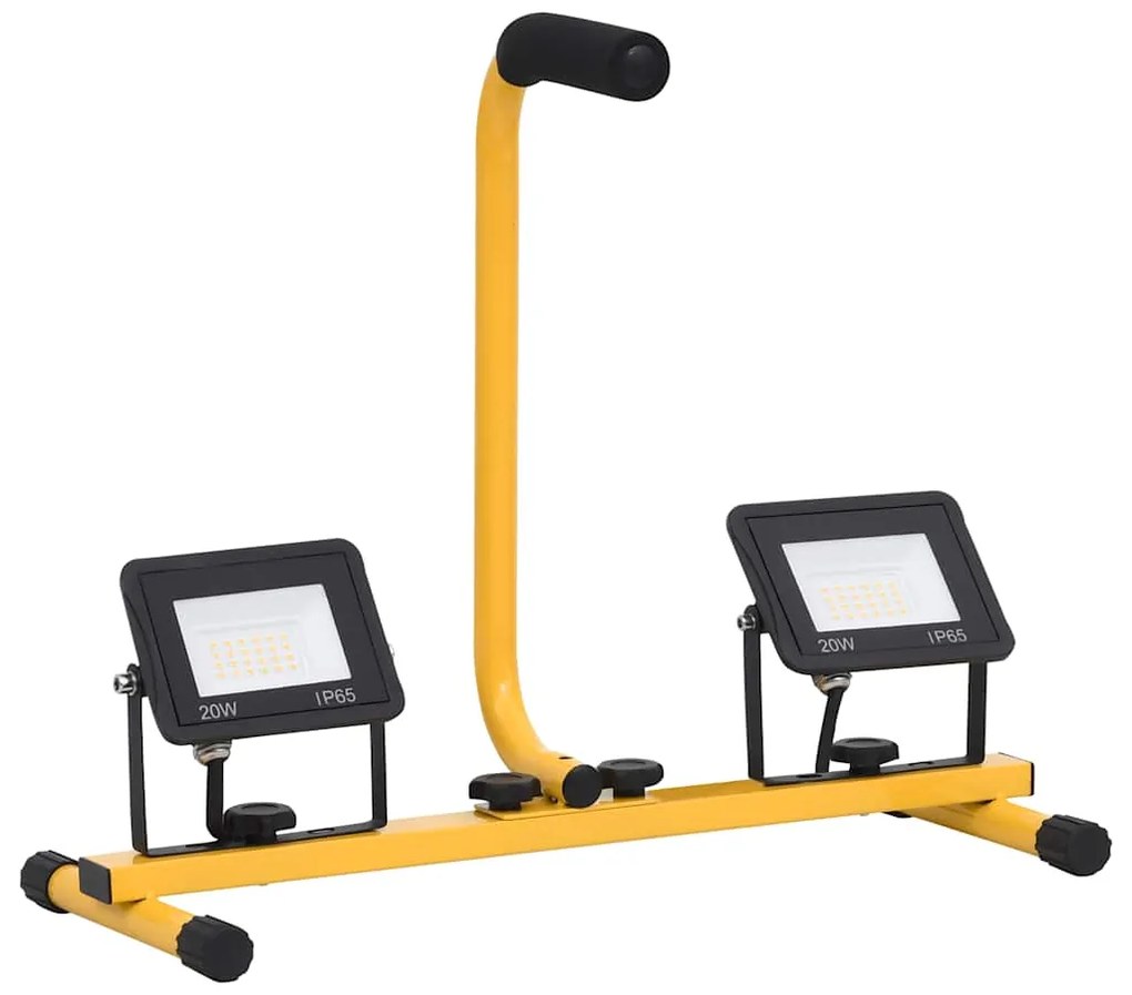 vidaXL Προβολέας LED με Λαβή Ψυχρό Λευκό 2 x 20 W