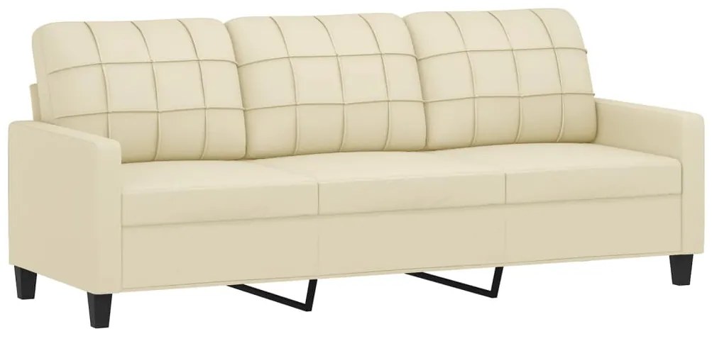 vidaXL Πολυθρόνες Σετ 3 Τεμαχίων Κρεμ Συνθετικό Δέρμα με Μαξιλάρια