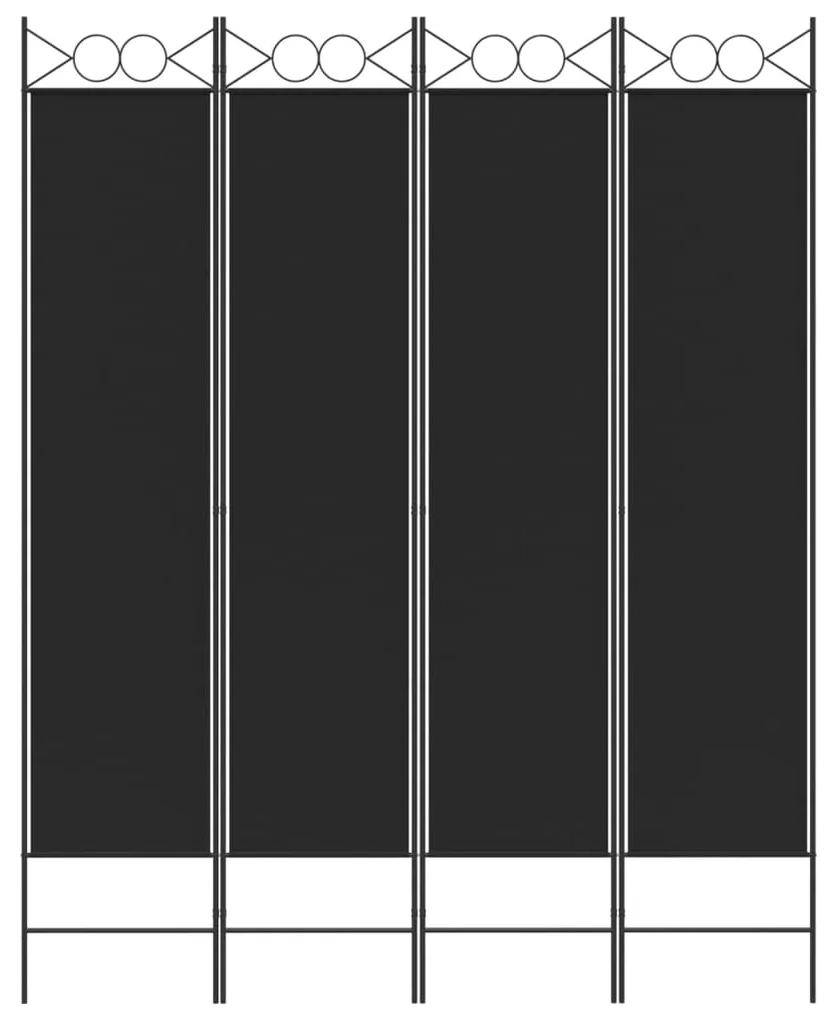 vidaXL Διαχωριστικό Δωματίου με 4 Πάνελ Μαύρο 160x200 εκ. από Ύφασμα