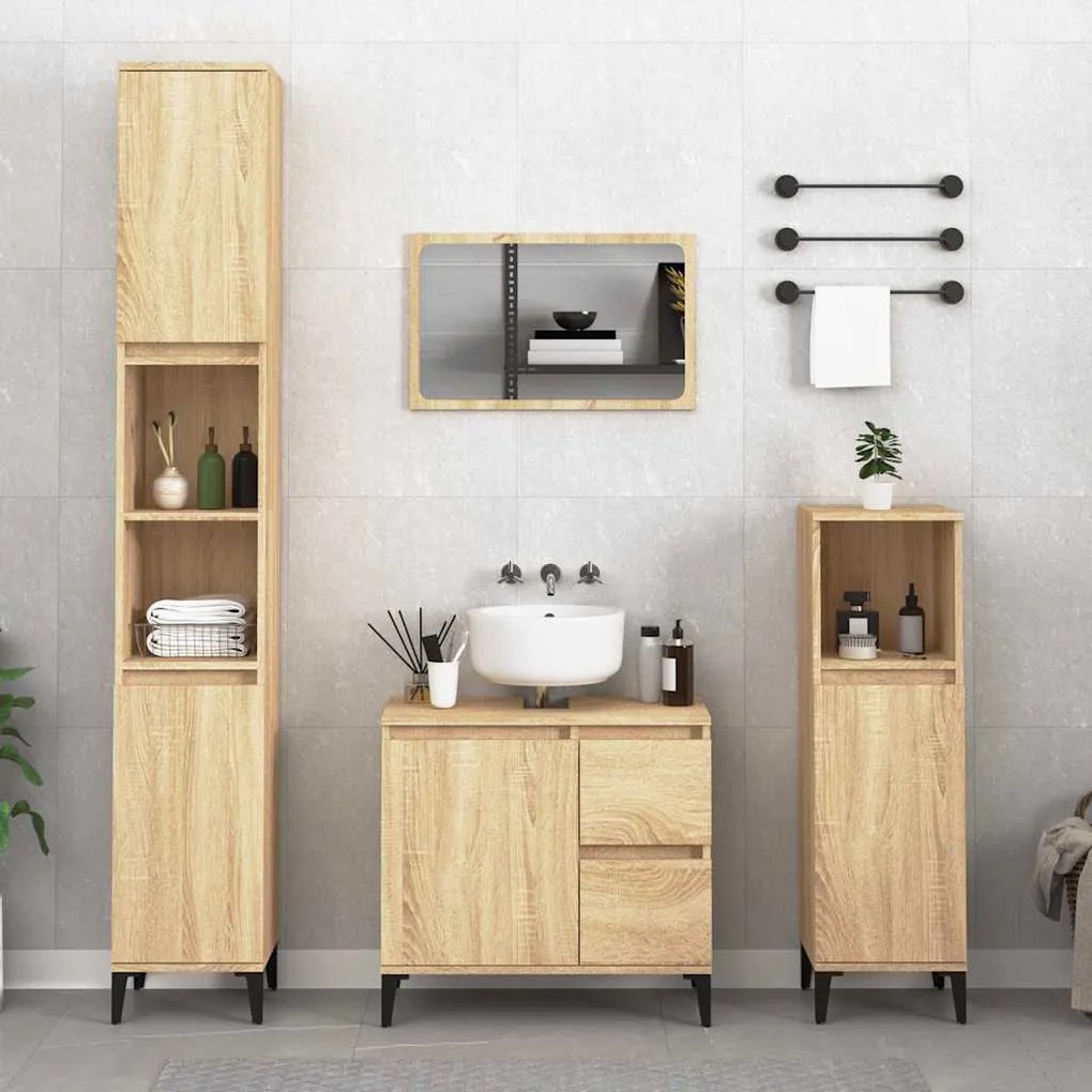 vidaXL Ντουλάπι Μπάνιου Sonoma Δρυς 65x33x60 εκ. Επεξεργασμένο Ξύλο