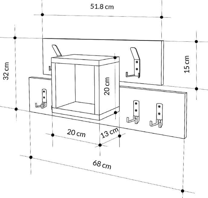 ΚΡΕΜΑΣΤΡΑ ΤΟΙΧΟΥ LUMINA MEGAPAP ΧΡΩΜΑ SAPPHIRE OAK - ΑΝΘΡΑΚΙ 68X14,8X32ΕΚ.