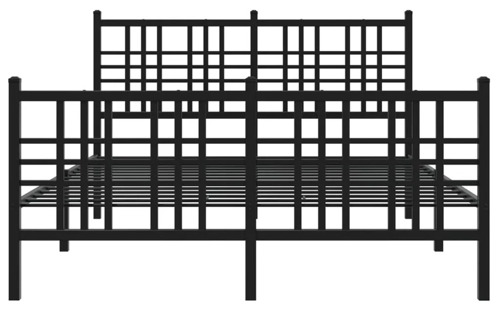 vidaXL Πλαίσιο Κρεβατιού με Κεφαλάρι&Ποδαρικό Μαύρο 120x200εκ. Μέταλλο